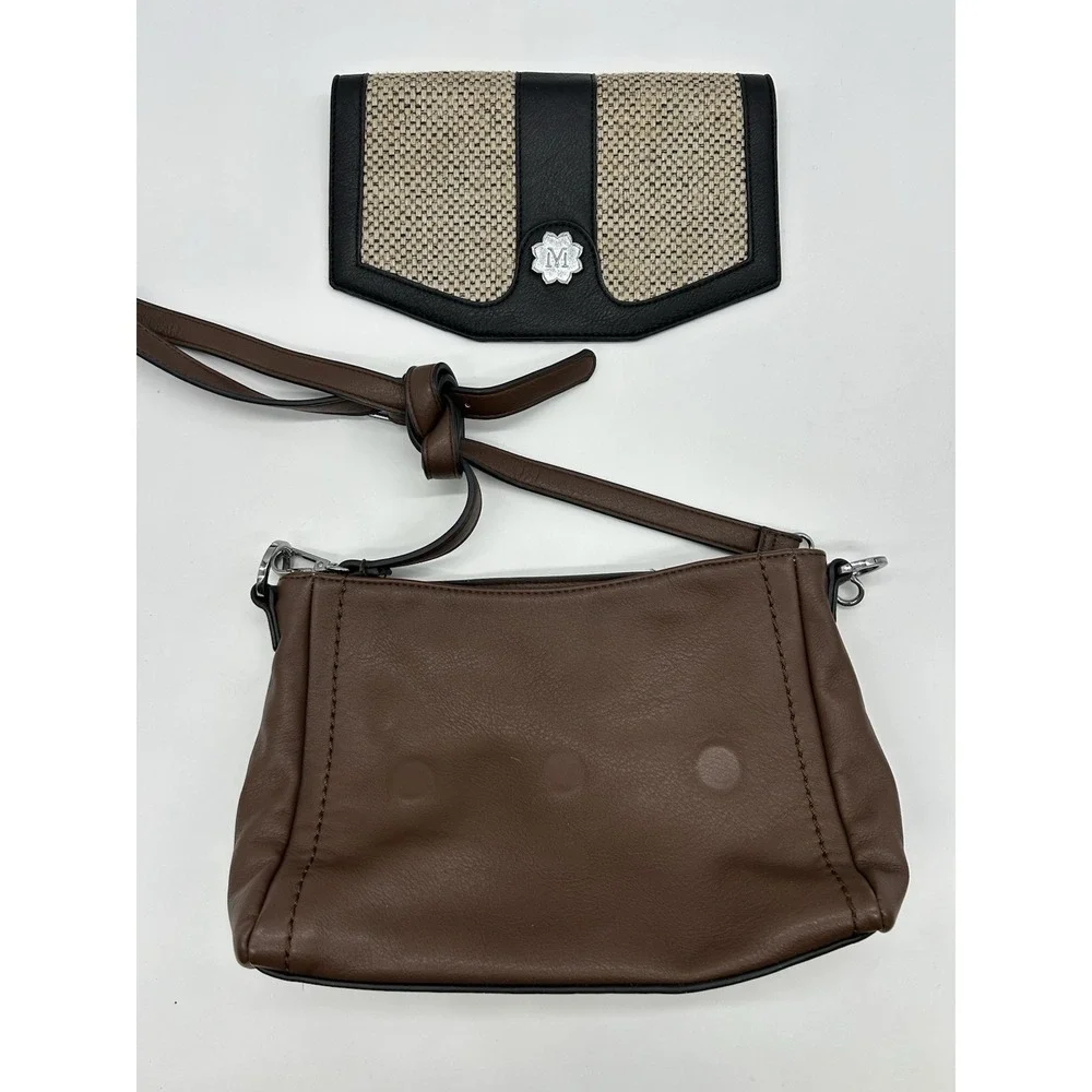 Magnolia and Vine Versa Custom Crossbody Purse Brown Leather Black Khaki Flap